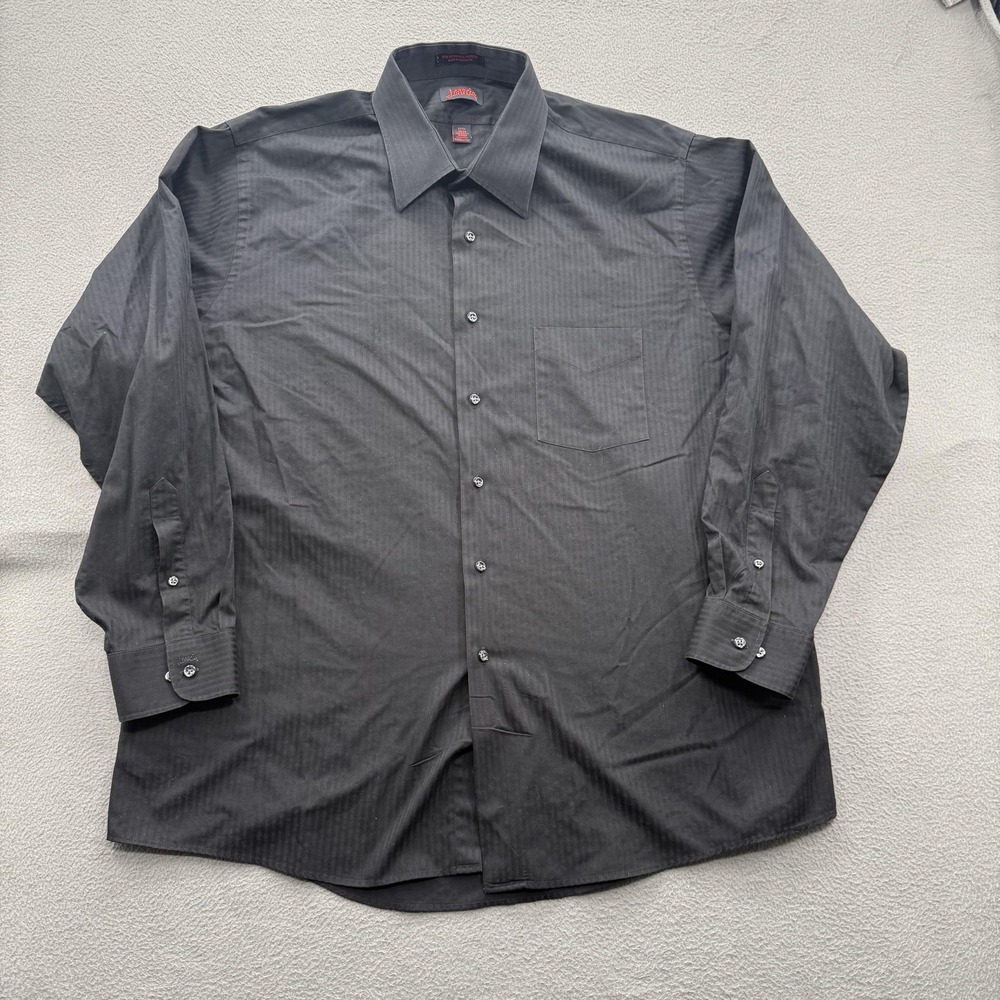 J. Garcia Shirt Mens XL 17.5 34/35 Black Stripe Classic Fit Wrinkle Free Dress